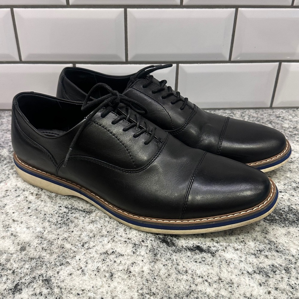 Aston Marc Mens 10 Oxford Shoes Black Cap Toe AM-ALBERT1 Hybrid Dress Sneaker